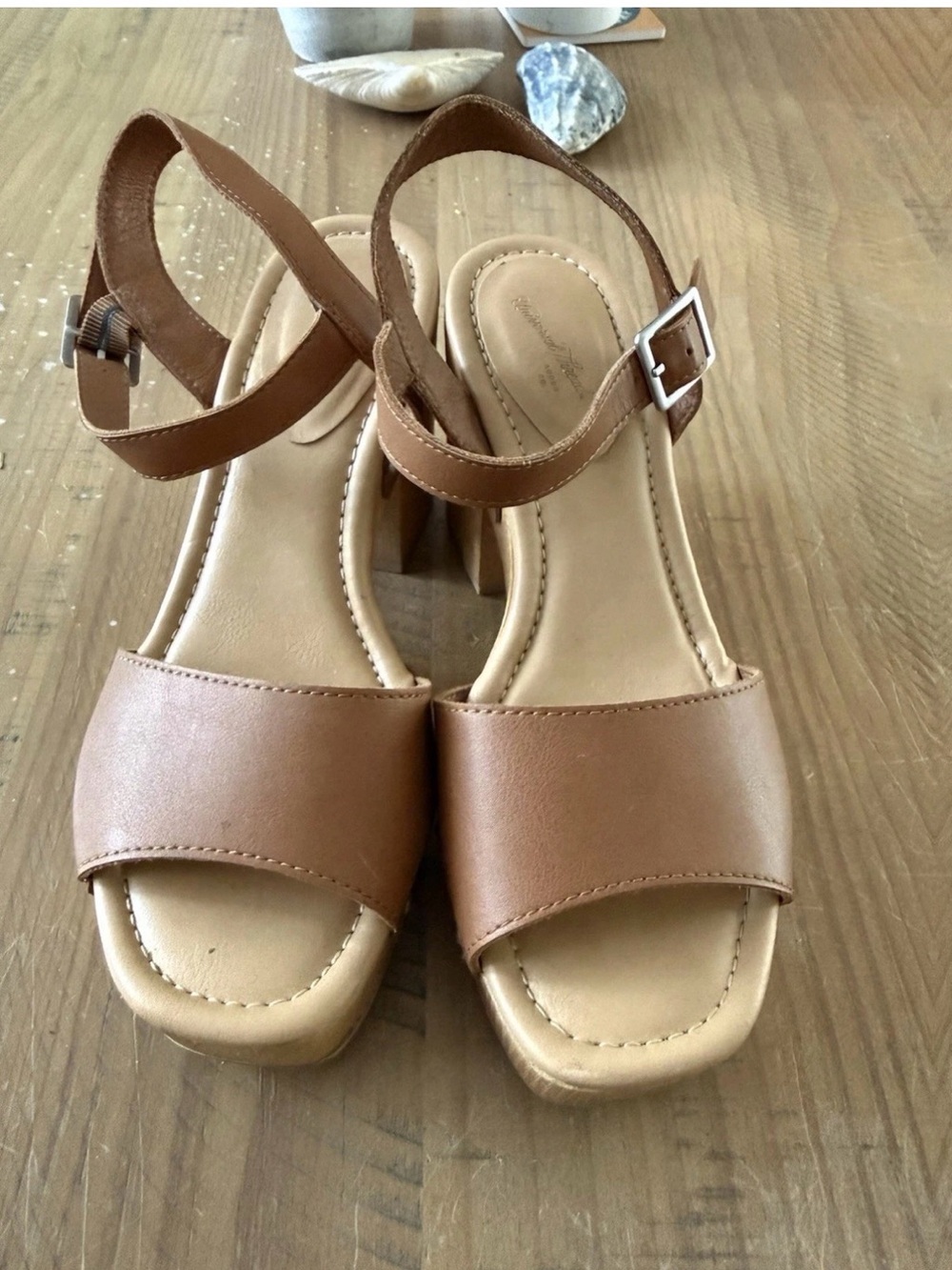 Brown Studded   Strappy Block Heel Buckle Sandals Women’s Casual